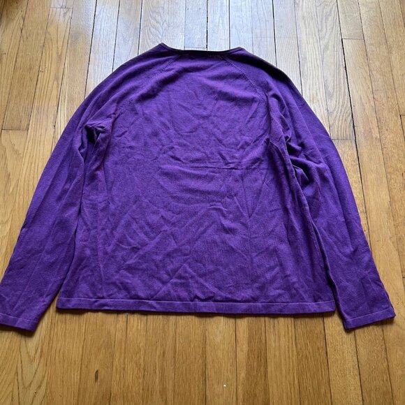 J. McLaughlin Size XL Purple Long Sleeve Button Cuff Crew Neck Sweater - Picture 11 of 11